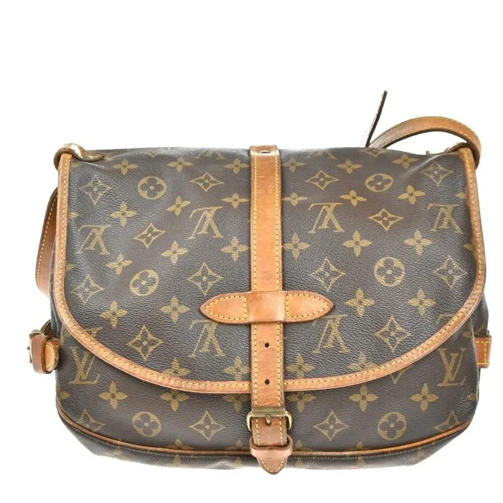 LOUIS VUITTON Logo Saumur 30 Shoulder Bag Monogram Leather Brown - Picture 3 of 16